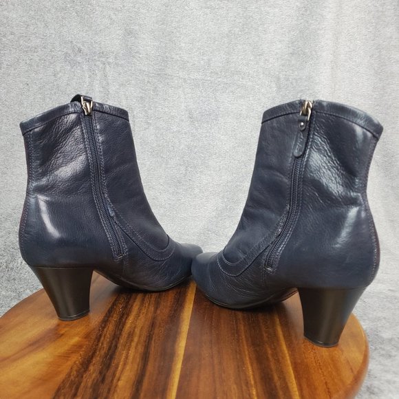 Clarks Bendables Ruby Glimmer Heel Boots Women's 9 Wide Blue Leather Zip Comfort - Picture 5 of 8